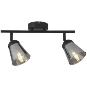 Image of Searchlight Mega 2 Light Spotlight, Black Metal With Smoked Glass