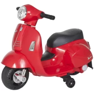 image of Homcom Ride on Vespa Licensed Kids Scooter 6V, Red