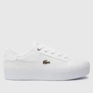 image of Lacoste White Ziane Platform Leather Trainers