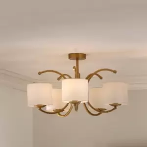 Image of Arcadia 5 Arm Semi Flush Pendant, Brass Gold
