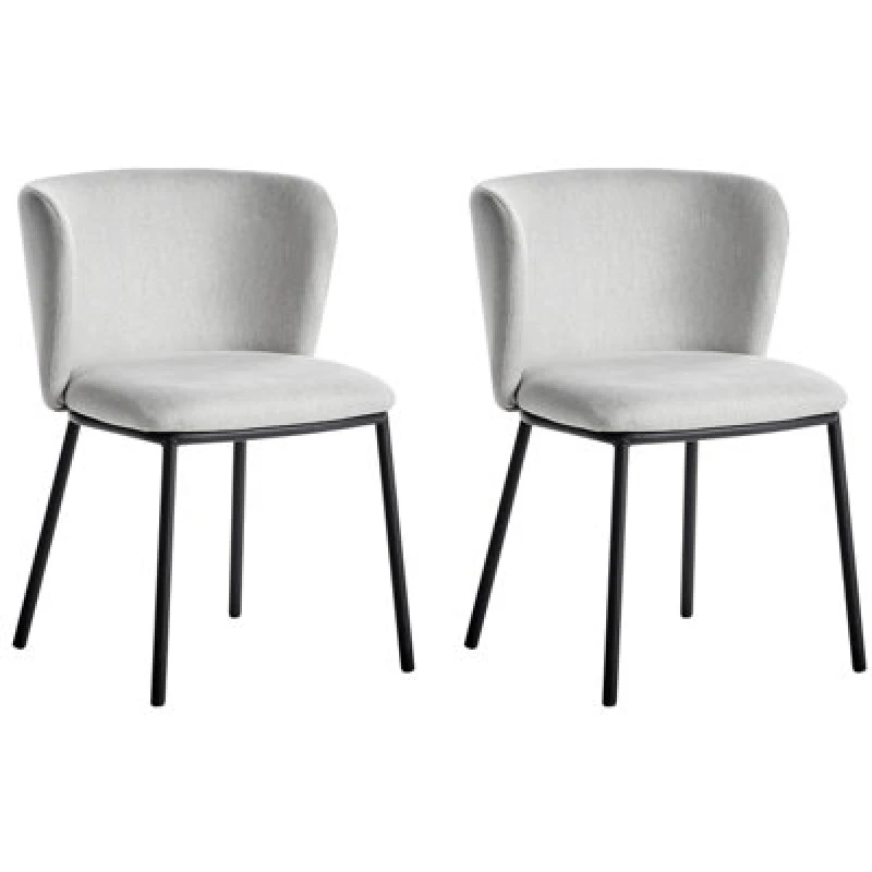 Image of Beliani Set Of 2 Dining Chairs Mina Fabric Light Grey