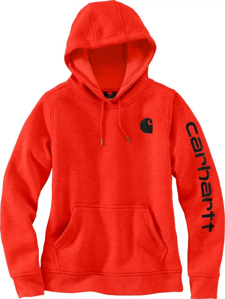 Image of Carhartt Clarksburg Logo Ladies Hoodie, black-red, Size L for Women