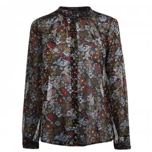 image of SET Long Sleeve Printed Blouse - 0993 Blk/ Red