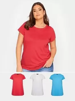 Image of Yours Core Basic Short Sleeve T-Shirt (3 Pack) - Multi, Size 26-28, Women