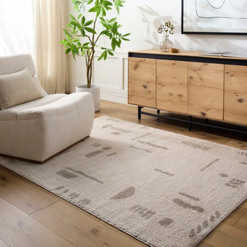 Image of Livabliss Machine Washable Modern Shaggy Medium Grey Soline Area Rug 160 X 213cm - Easy Care, Non Shedding, Ideal For Living Room & Bedroom
