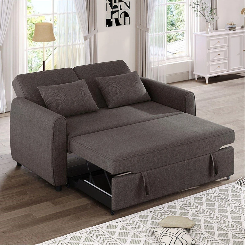 Image of Cottonfy UK Fabric Convertible Folding Sofa Bed Grey Grey L