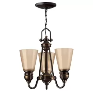 Image of 3 Bulb Chandelier Hanging Pendant LIght Olde Bronze LED E27 60W Bulb