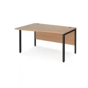 Image of Office Desk Left Hand Wave Desk 1400mm Beech Top With Black Frame Maestro 25 MB14WLKB