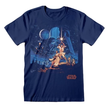 Image of Star Wars - New Hope Vintage Poster Unisex Large T-Shirt - Navy