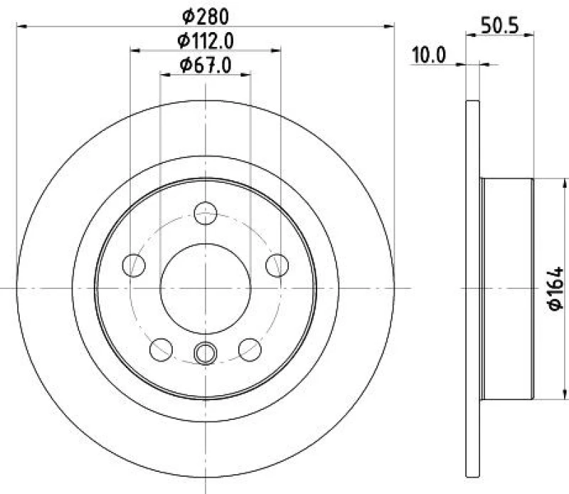 Image of HELLA Brake disc HELLA 8DD 355 122-661