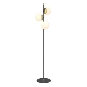 Nostalgia Modern Multi Arm Floor Lamp Matt Gold, Glass Shade