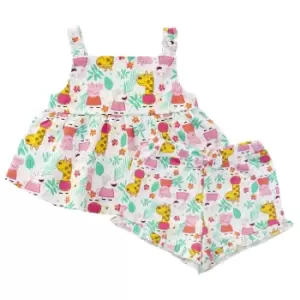 image of Peppa Pig Girls Peppa Suzy Gerald Shorts & Top Set (3-4 Years) (Multicoloured)