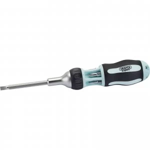 image of Draper Soft Grip 7 In 1 Ratcheting Screwdriver and Bit Set