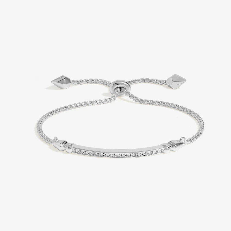 Image of Jon Richard Silver Plated Cubic Zirconia Toggle Bracelet - Gift Boxed Silver
