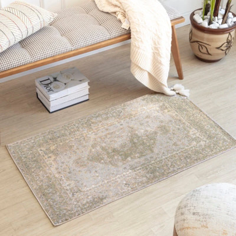 Image of Livabliss Lillian-Washable Orange Brown Traditional Vintage Boho Living Dining Rug 66 X 115cm Easy Care, Non Shedding