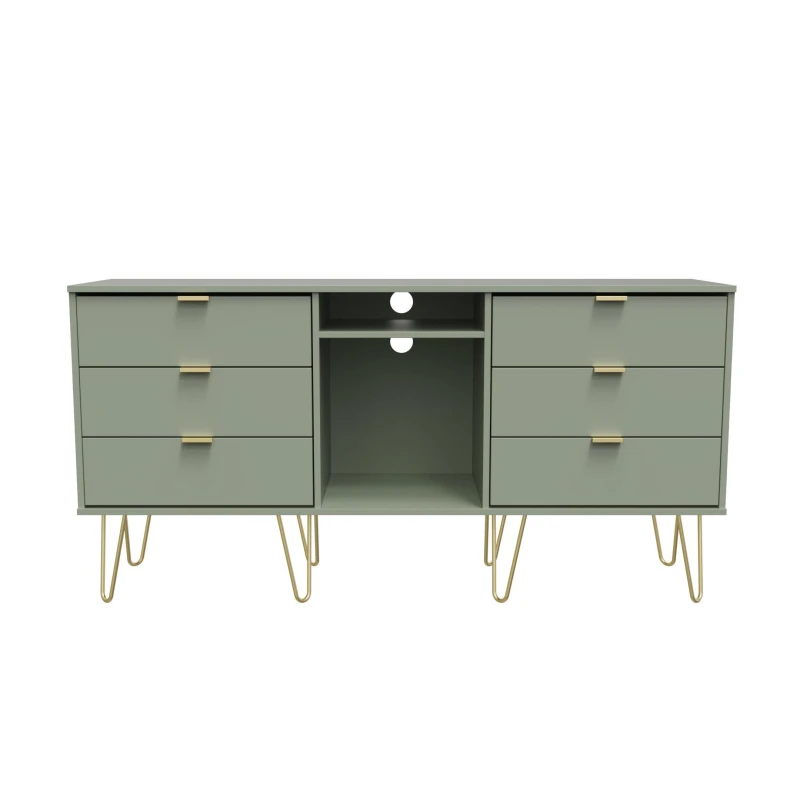 Image of Fuji 6 Drawer Sideboard In Reed Green (Ready Assembled)