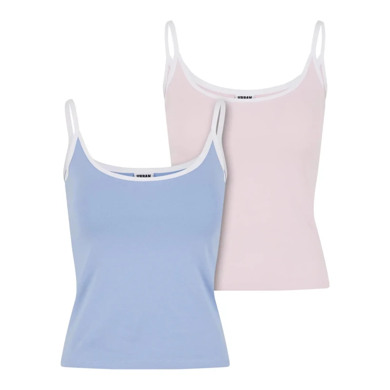 Image of Urban Classics Womens tank top Urban Classics Contrast Basic (x2) Bleu Female M