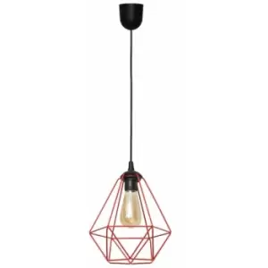 Helam Lighting - Helam Karo Wire Frame Pendant Ceiling Light Black, Red 24cm