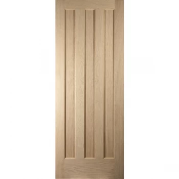 image of JELD-WEN Curated Oregon Aston 3 Panel Fully Finished Oak Internal FD30 Fire Door - 1981mm x 838mm (78 inch x 33 inch)