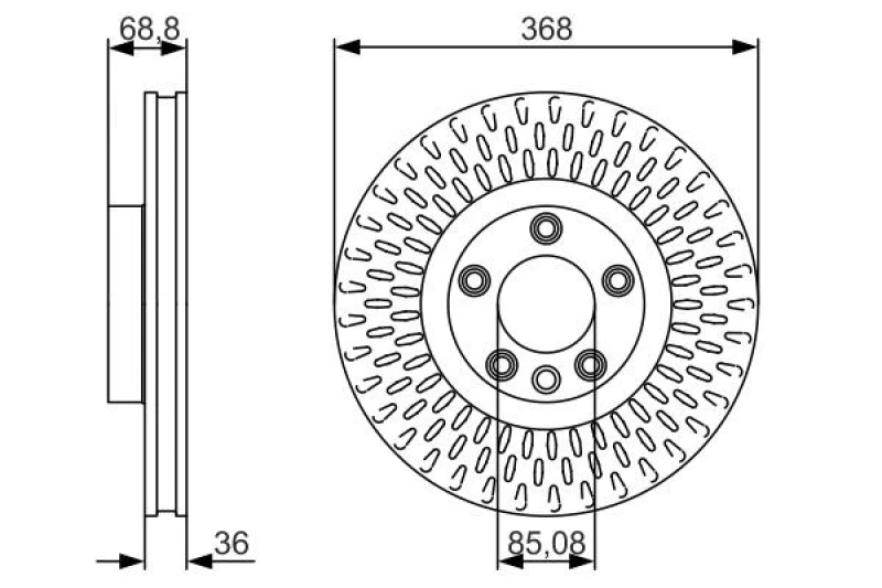 Image of Bosch 0 986 479 A33 Brake disc Vented, Coated, High-carbon, with bolts/screws Brake Disc (82)