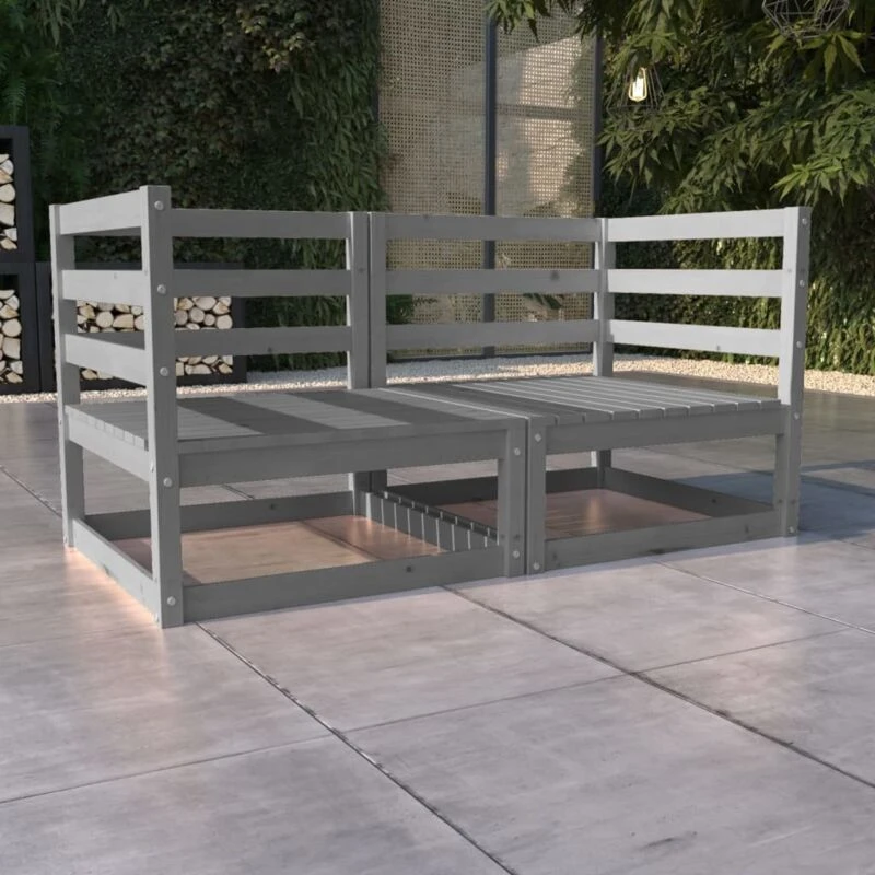 Image of VIDAXL Garden 2-Seater Sofa Grey Solid Pinewood Vidaxl 8720286463499