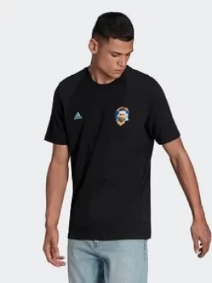 Image of adidas Messi Icon Football Graphic T-Shirt, Black Size M Men