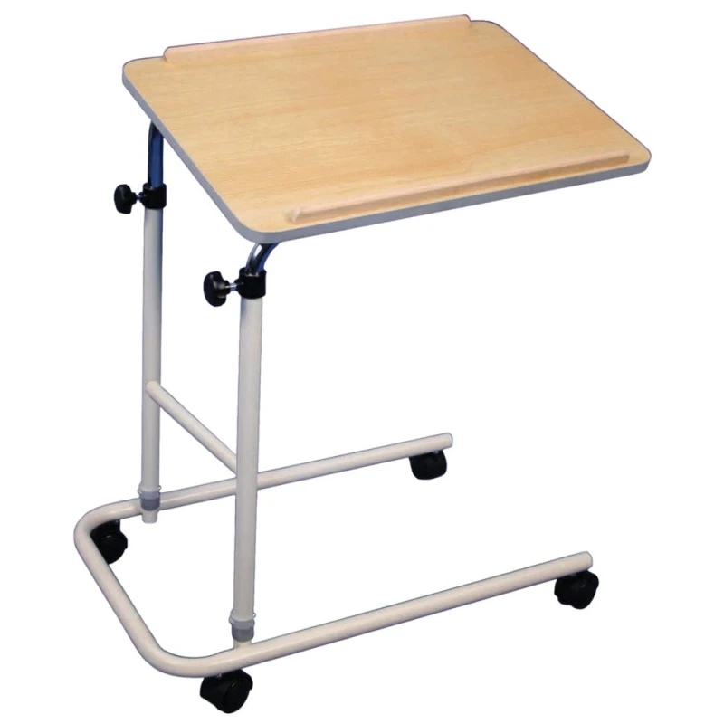 Image of Loops Height Adjustable Overbed Multi Table - Four Castor Wheels - Beech Tabletop Multi