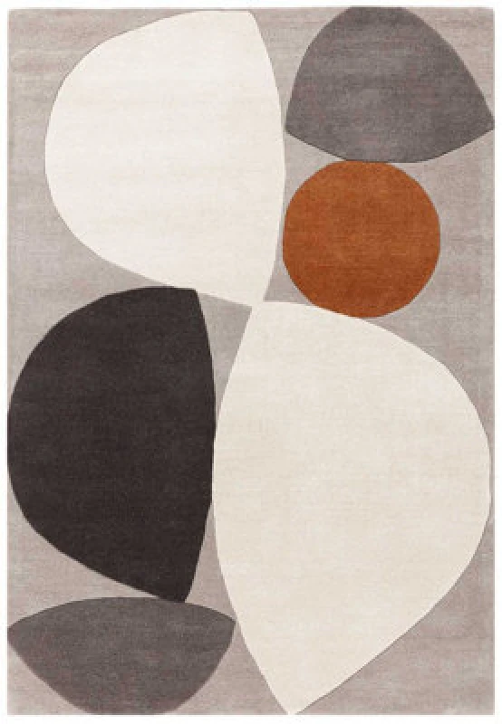 Image of Grey Modern Handmade Geometric Wool Easy To Clean Rug For Living Room & Bedroom-120Cm X 170Cm