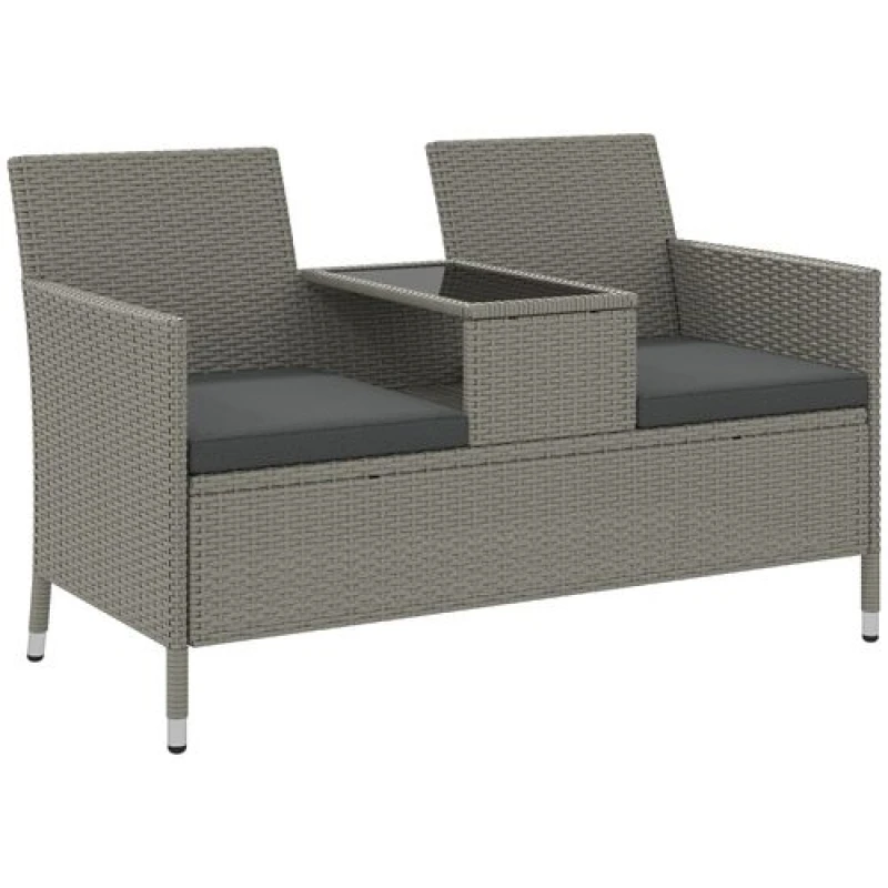 Image of Outsunny Outsunny Rattan Chair Garden Furniture Patio Companion Love Seat Table Grey