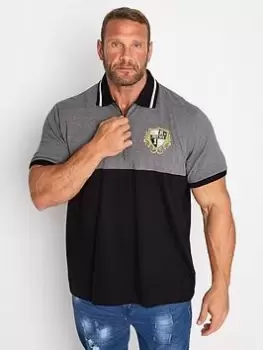 image of BadRhino Zip Neck Crest Stripe Polo - Multi, Black, Size 2XL, Men