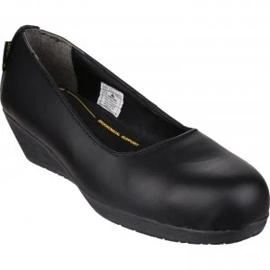 image of Amblers Safety FS107 Antibacterial Memory Foam Slip On Wedged Safety Court Shoe Black Size 3