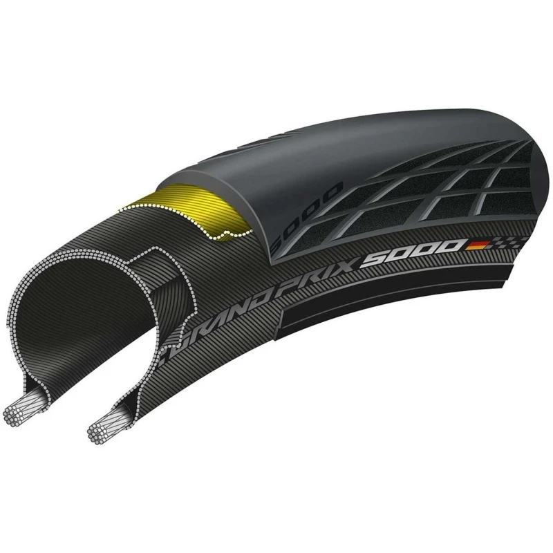 Image of Continental Grand Prix 5000 700C Tubeless Ready Folding Road Tyre Black unisex 700x32c