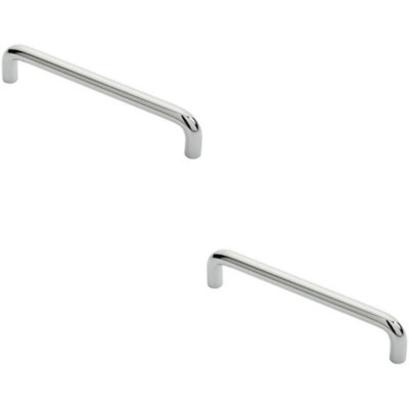Image of Loops 2x Round D Bar Cabinet Pull Handle 138 x 10mm 128mm Fixing Centres Chrome Multi unisex