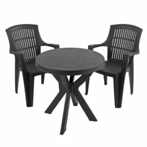 Image of Tivoli Bistro Table With 2 Parma Chairs Set Anthracite