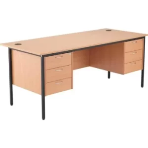 image of Start 18 1786MM Rectangle Desk W/2X 3 Draw Fixed Pedestals-beech