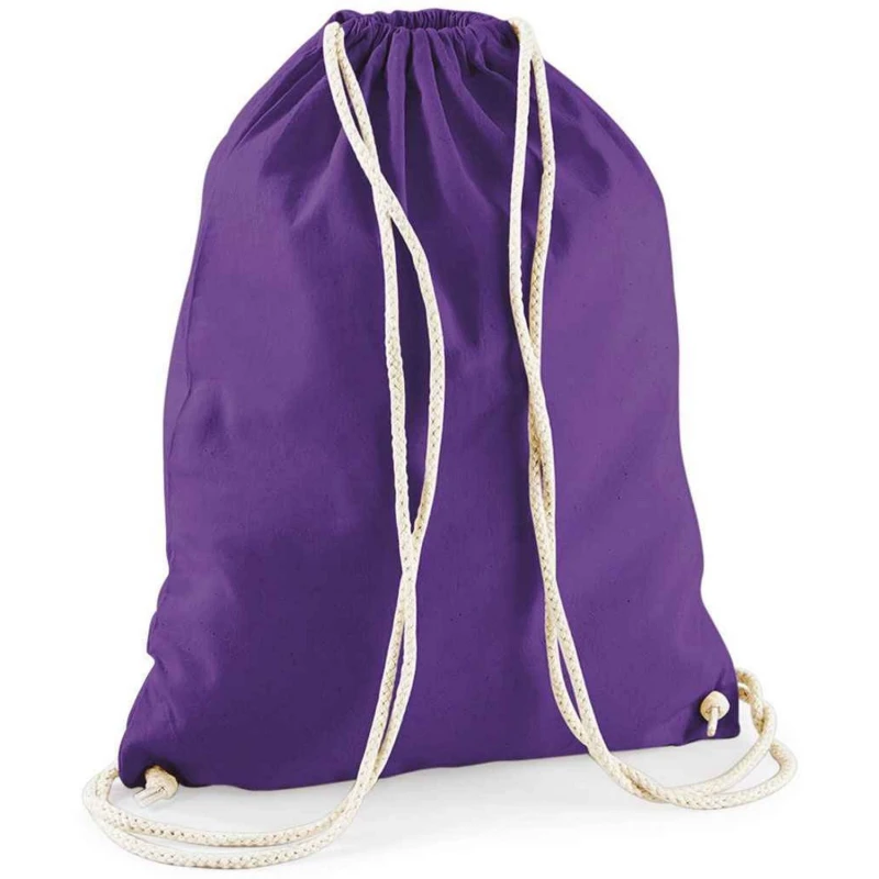 Image of Westford Mill Mens Cotton Drawstring Bag in Purple Purple Male