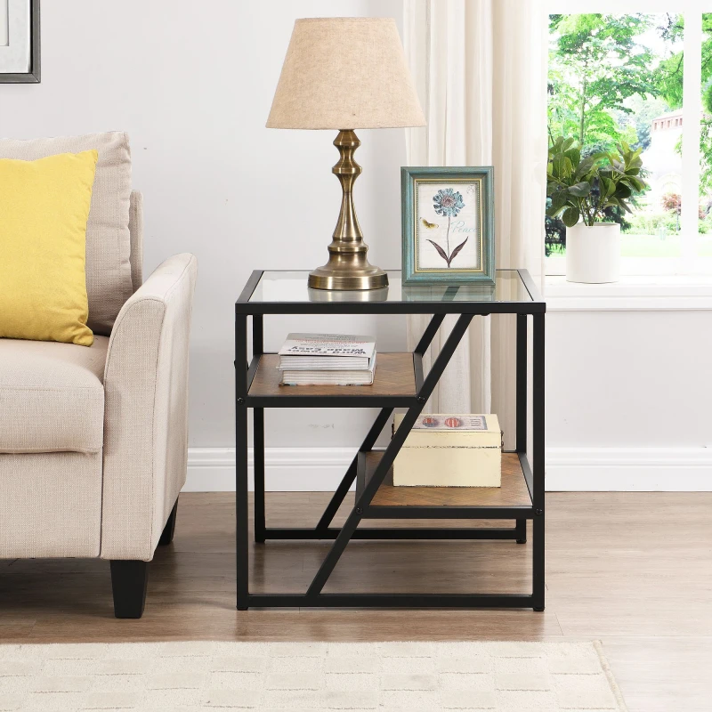 Image of Artemis Home Aura Wooden Oval Coffee Table with Black Metal Legs in Clear Clear Unisex