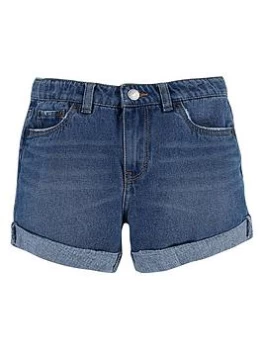 Image of Levis Girls Girlfriend Denim Shorts - Mid Blue Size Age: 3 Years, Women