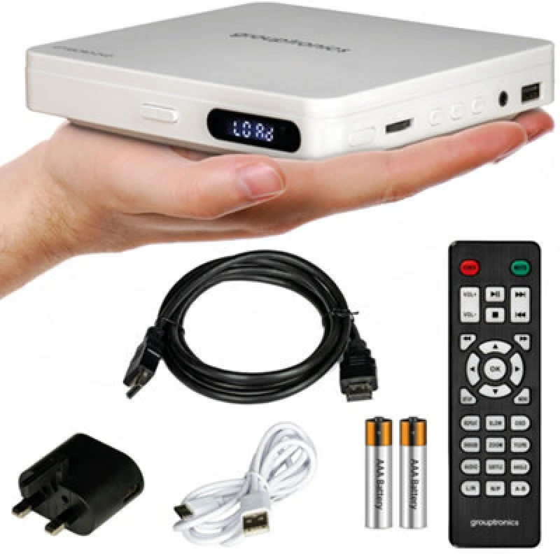 Image of Grouptronics Gt-Micro-Dvd White Small Multi Region HDMI DVD Player For Tv, Powered From USB Socket Or Mains