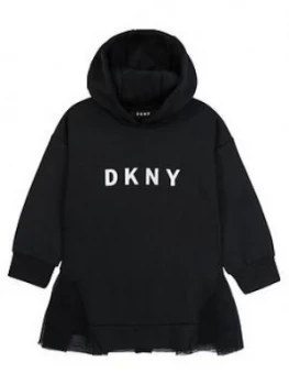 Image of DKNY Girls Neoprene Peplum Hooded Dress, Black, Size 10 Years, Women