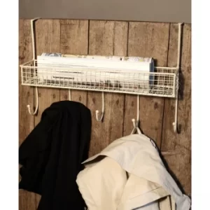 Image of Mesh Over Door Shelf With 5 Hooks Cream