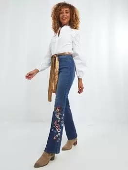 Image of Joe Browns Carnival Embroidery Bootcut Jeans - Indigo, Size 12, Women