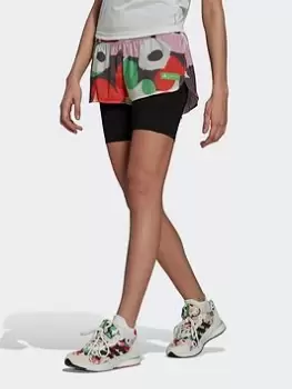 Image of adidas Marimekko X Running Shorts, White/Orange, Size 2Xs, Women