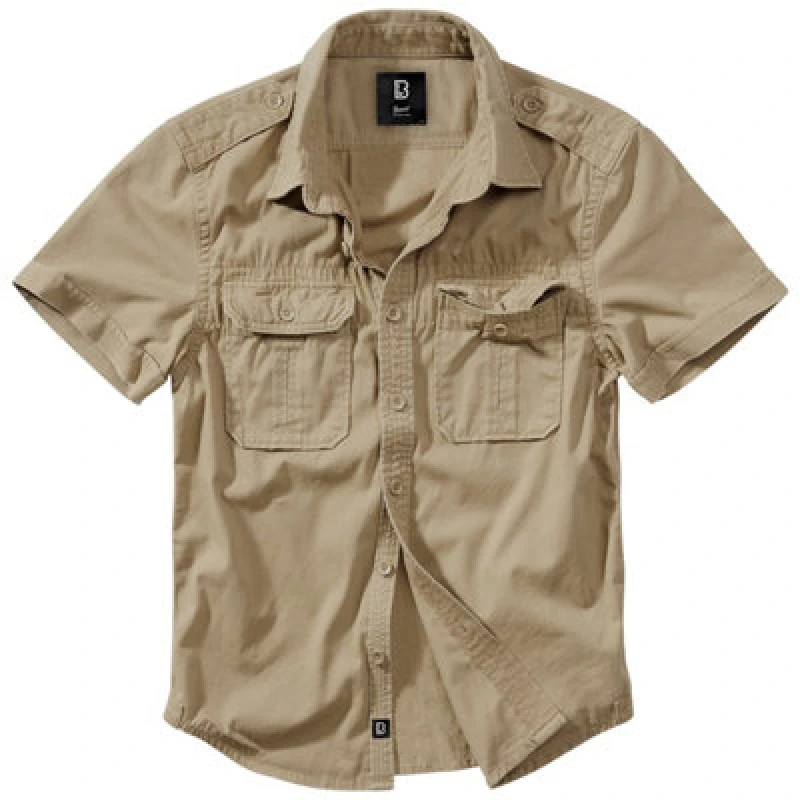 Image of Brandit Vintage Shirt Short Sleeve Camel Size Small