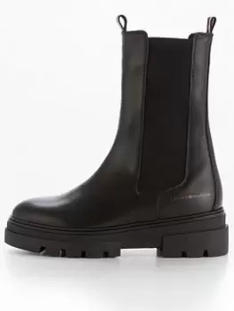 Image of Tommy Hilfiger Monochromatic Chelsea Boot - Black, Size 36, Women