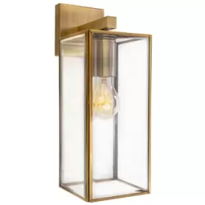Image of Daly Outdoor Wall Lantern Antique Metal Brass Clear Glass LED E27 - Merano