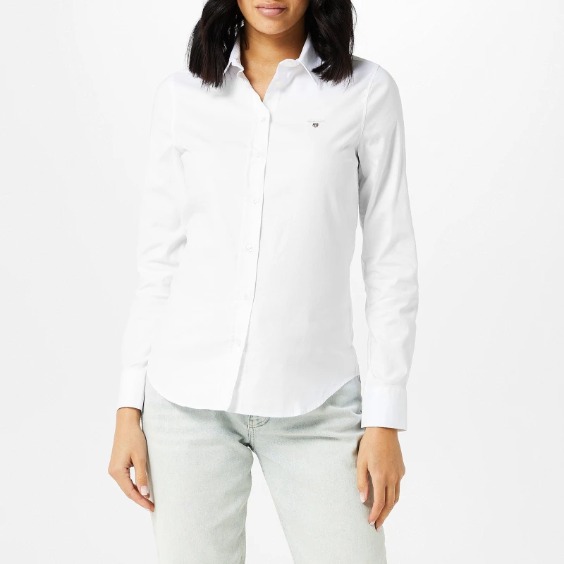 Image of Gant Stretch Oxford Shirt - White White 16