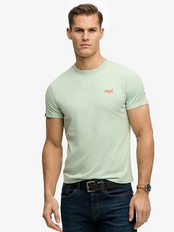 Image of Superdry Organic Cotton Essential Logo T-Shirt, Light Green, Size 2XL, Men Light Green WS96L Male 2XL