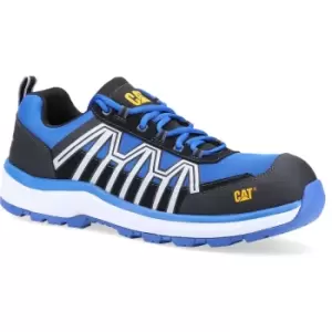 Image of Caterpillar Mens Charge Leather Safety Trainers (9 UK) (Blue/Black/White)