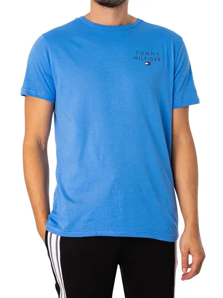 Image of Tommy Hilfiger Lounge Chest Logo T-Shirt Blue Spell L